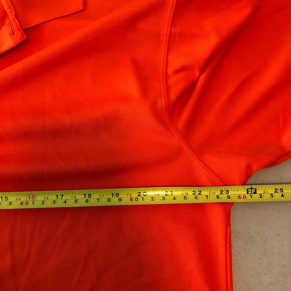 Nike Golf Mens Size Large Orange Dri-Fit Polo Shirt Short Sleeve Wallstreet Logo